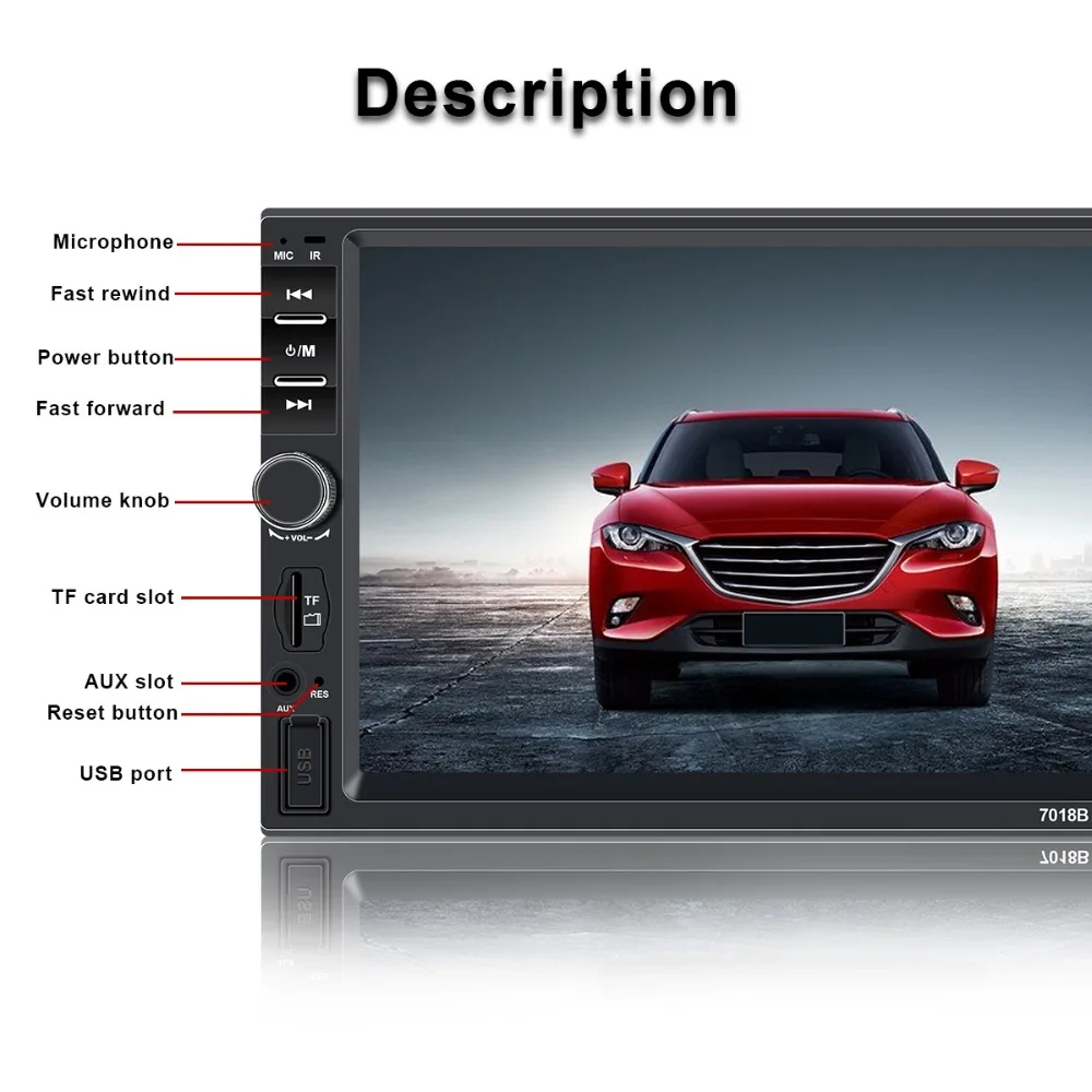Автомагнитола 2 Din Mp5 плеер Bluetooth Handsfree сенсорный экран авто радио обратное изображение поддержка камеры заднего вида Mirrorlink 7018b