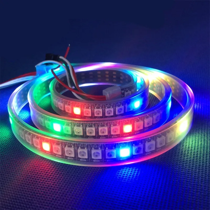 15 м WS2812B 144 светодиодный s/M белый PCB водонепроницаемый с трубкой Ip67 цифровой 5050 RGB Светодиодная лента DC5V индивидуально светодиодная полоса с адресом