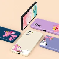 cute pink panther for redmi k40 gaming 8a pro k30 k30s k30i 10x 9 9c 9a 9i 9t 8 7 liquid silicone soft cover phone case