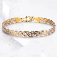 real 18k multi tone solid gold chain for women shine rope weave bracelet 7 1l gift