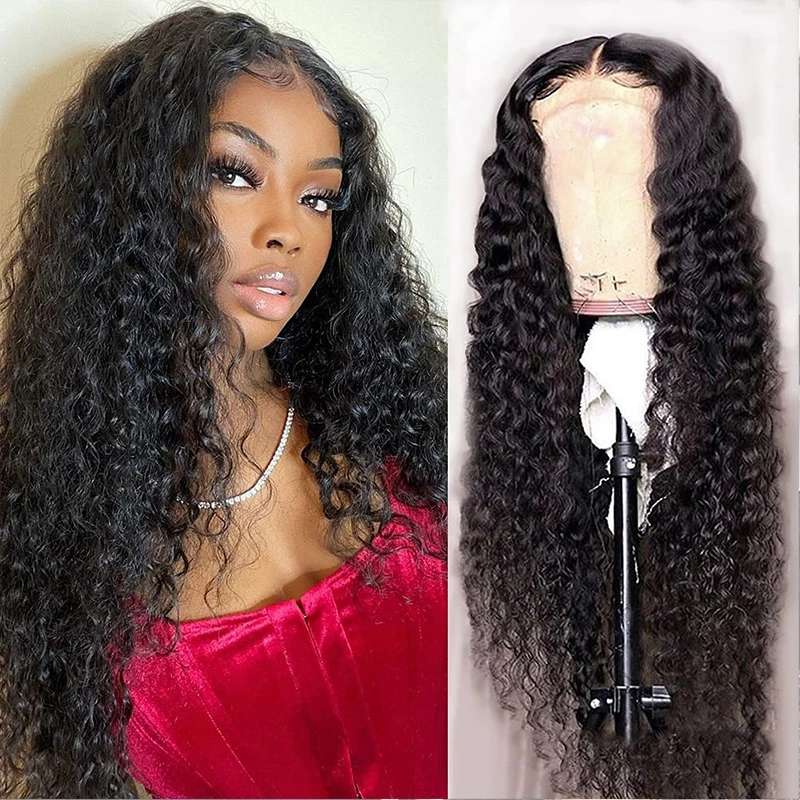 Curly Human Hair 13x4x1 Lace Front Wigs For Black Women Brazilian Wet and Wavy Human Hair Wigs 4x1 Curly Lace Closure Wig