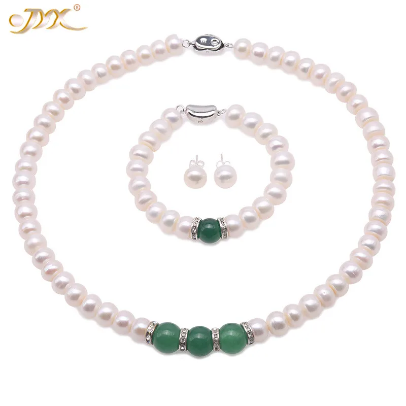 JYX Большая распродажа! Элегантный зеленый нефритовый комплект ожерелья с