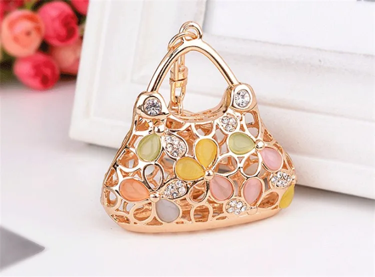 Креативный Opals сумочка металлический брелок модные брелоки сплав брелок женский очаровательный кулон для сумки автомобильные брелоки оптом