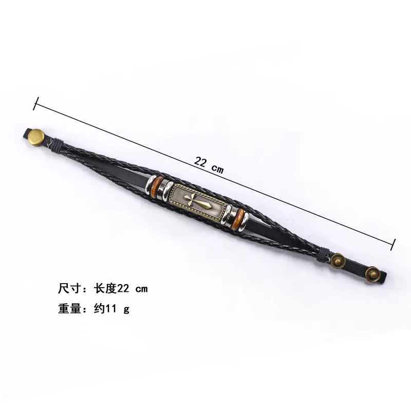 

Fashion Religious Cross Tag Wrap Bangle Leather Wristband Bracelet Christian Jewelry For Confirmation Gifts