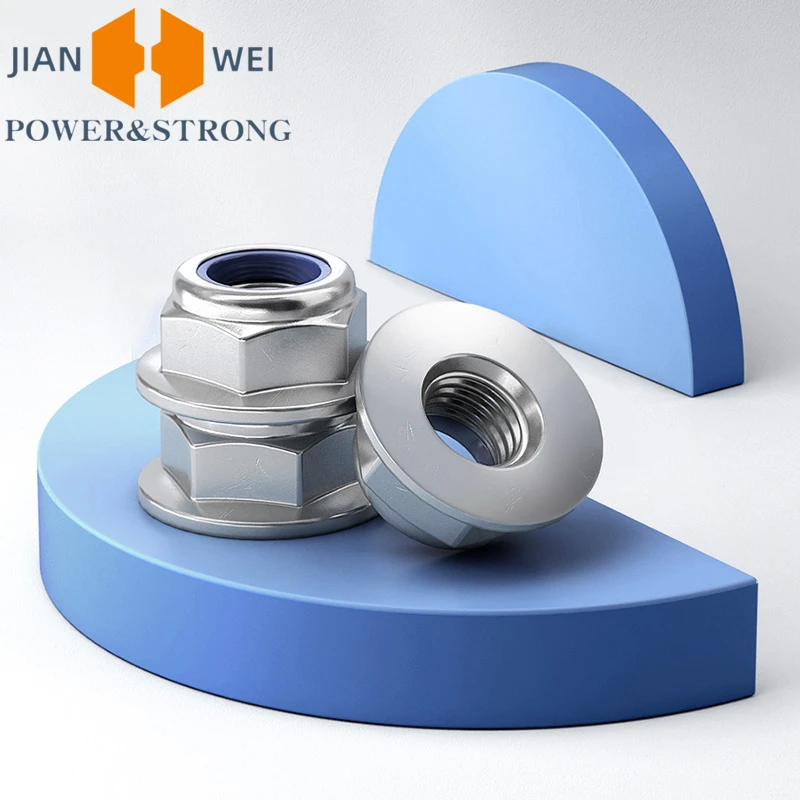 

304 Stainless Steel Nylon Hex Flange Lock Nut M3 M4 M5 M6 M8 M10 M12 Carbon Steel Self-Locking Nylock Locknut 2/5/10pc