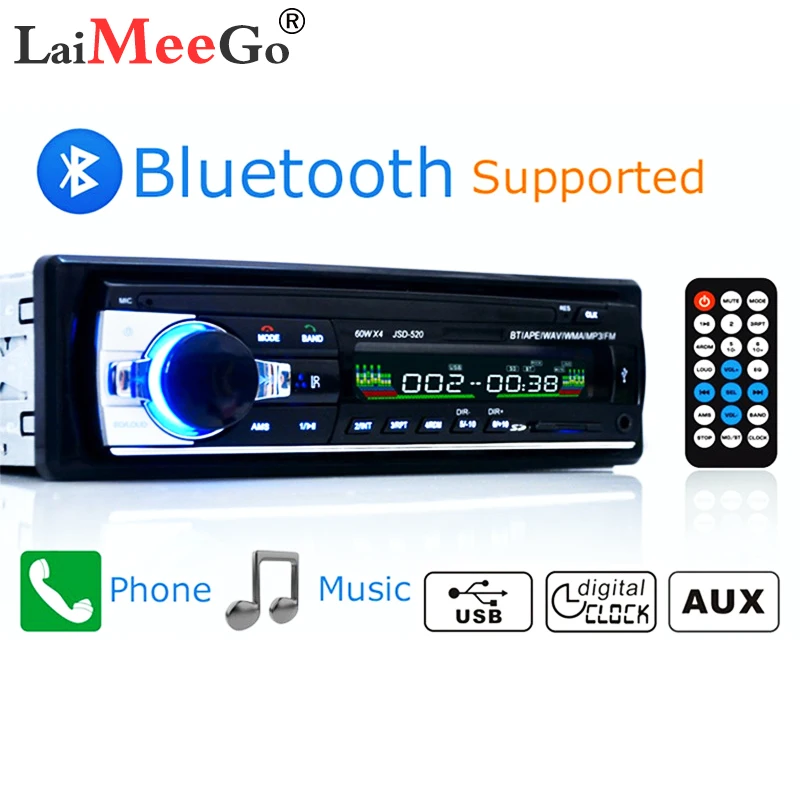 Jsd-520 12 в Bluetooth Стерео FM радио MP3 аудио плеер MP5 5 в зарядное устройство USB SD AUX Автоэлектроника сабвуфер 1 DIN Авторадио