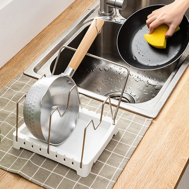 

Creative Four Bracket Spacing Pot Storage Rack With Towel Adjustable Stainless Steel Pot Storage Rack Bar Kitchen Accessories