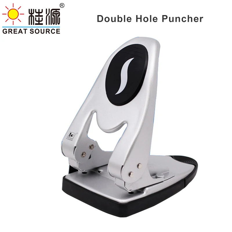 Manual Metal Puncher Double Holes 6mm Round Document Puncher 50 Sheets 70g Paper( Double Hole)