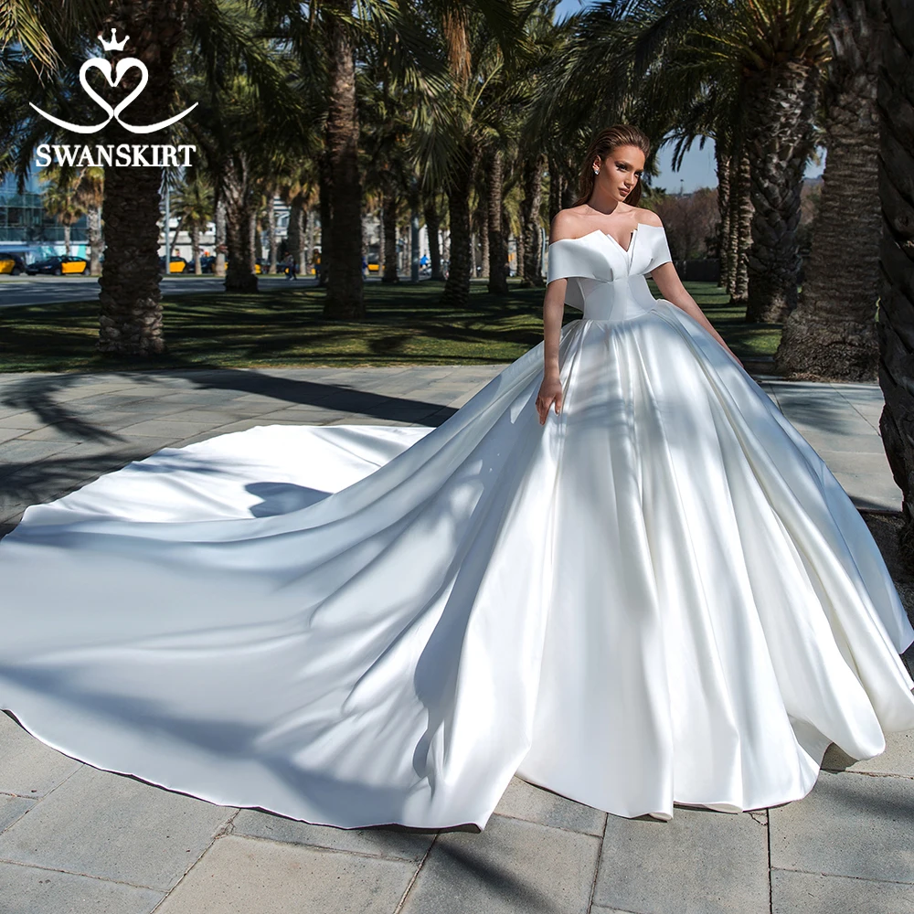 Винтаж бальное платье свадебное 2020 Новое поступление Swanskirt с открытыми плечами