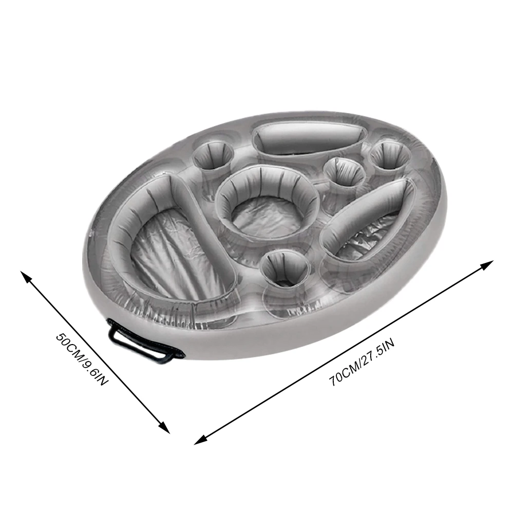 

70x50cm Inflatable Floating Mini Bar 8 Holes Swimming Pool Beach Drink Holder Tub Lounge Raft Beer Bucket Cooler Bar Table Tray