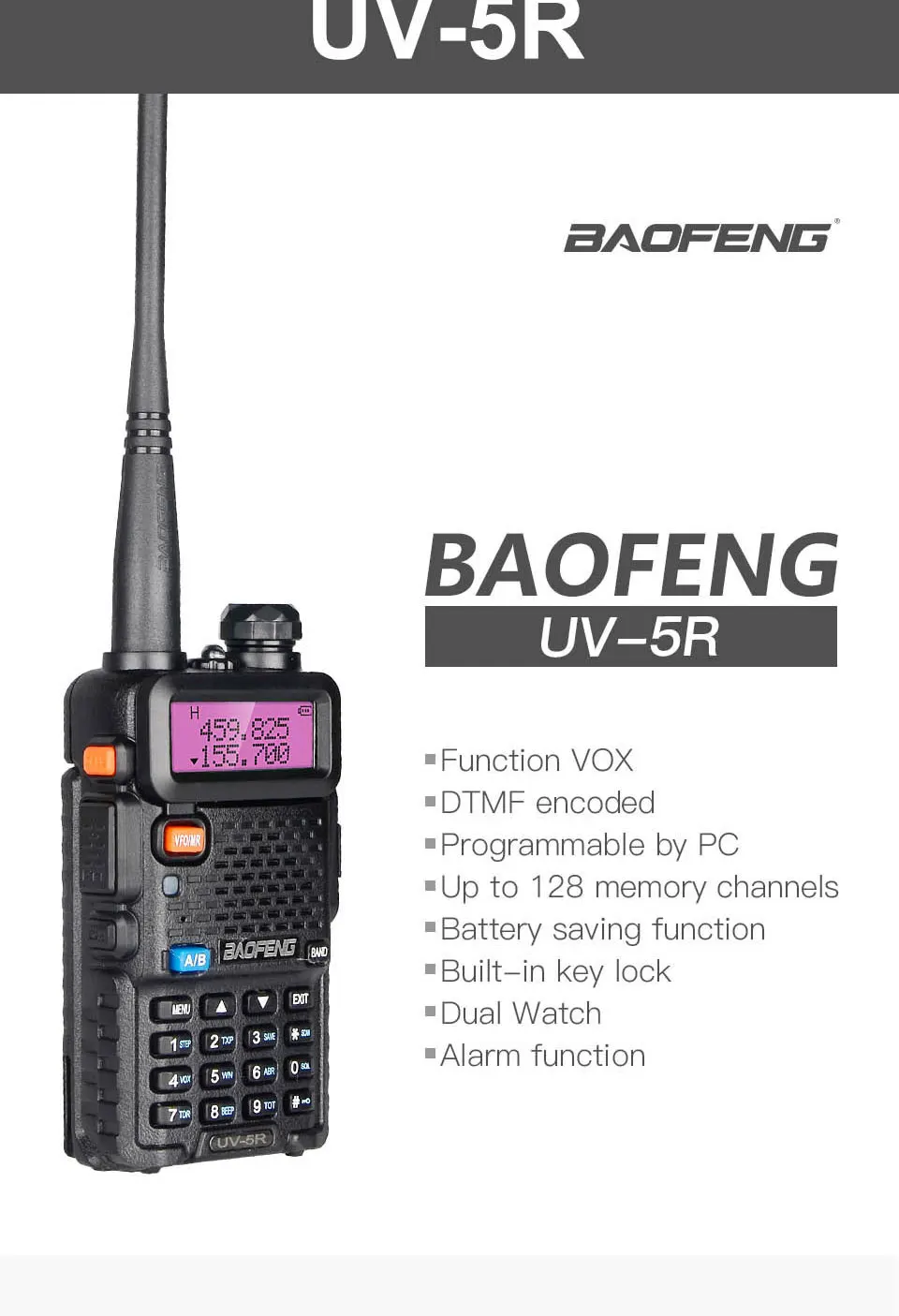 10 км Двухдиапазонная рация 8 Вт Baofeng UV-5R FM трансивер портативный CB Ham Радио 128CH VHF/UHF UV 5R двухстороннее радио 1800mAh