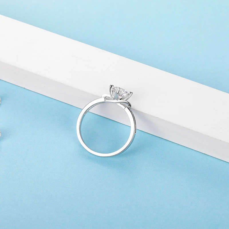 BOEYCJR 925 Серебряное сердце 0,5/1ct F цвет Муассанит VVS1 элегантное обручальное кольцо с сертификатом для женщин подарок