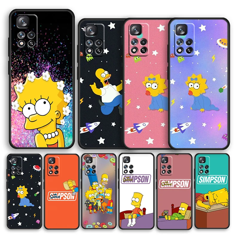 

Fashion Simpsons Family For Xiaomi Redmi Note 11 10T 5G 9T 9S 8T 7 6 Pro Max Plus 5A 4 Silicone Soft Black Phone Case