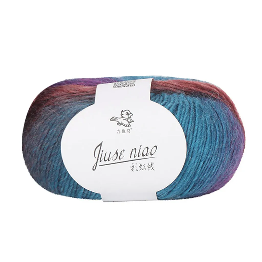 Duan окрашенная Радужная шерстяная линия градиент цвета Diy свитер шапка шарф