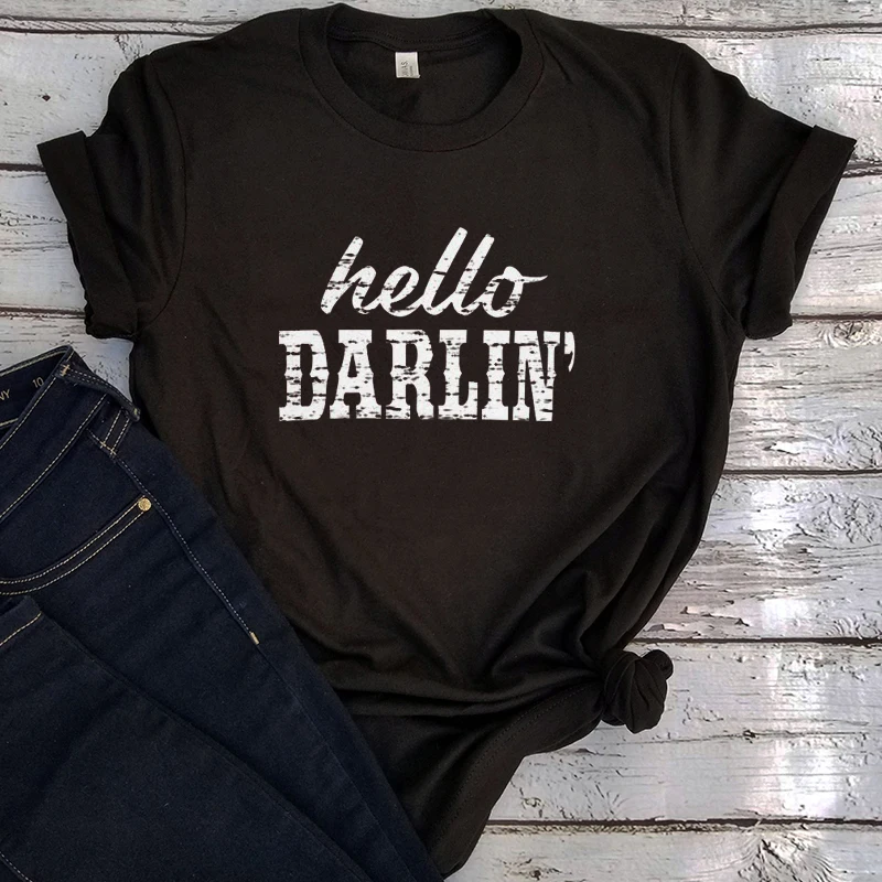 

Graphic Tees DARLIN' Shirt Girls Surprise Gifts 2021 Fashion Darlin Shirt Womens Western Tops Country Music Clothes
