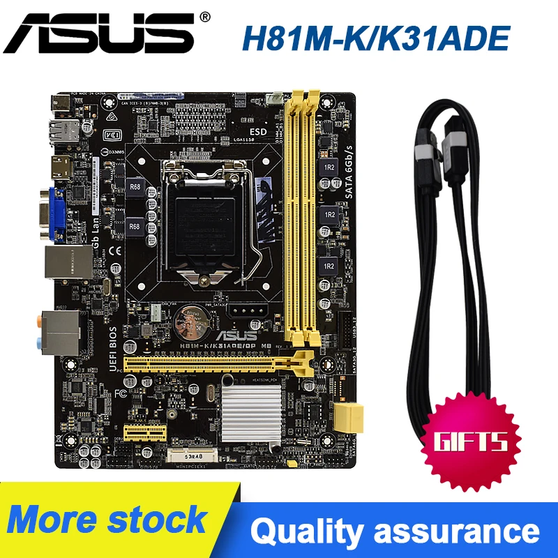 Материнская плата ASUS H81M-K/K31ADE LAG 1150 DDR3 Intel H81 поддерживает i5 4570t CPUSATA3 PCI-E 3 0 VGA M-ATX б/у