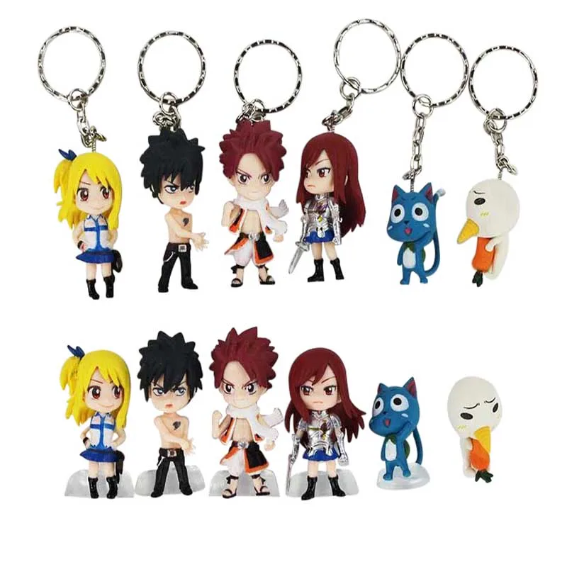 3 5 см 6 шт./компл. аниме Феи хвост фигурка игрушка Lucy Natsu серый Happy Erza Q Ver. Мини кукла