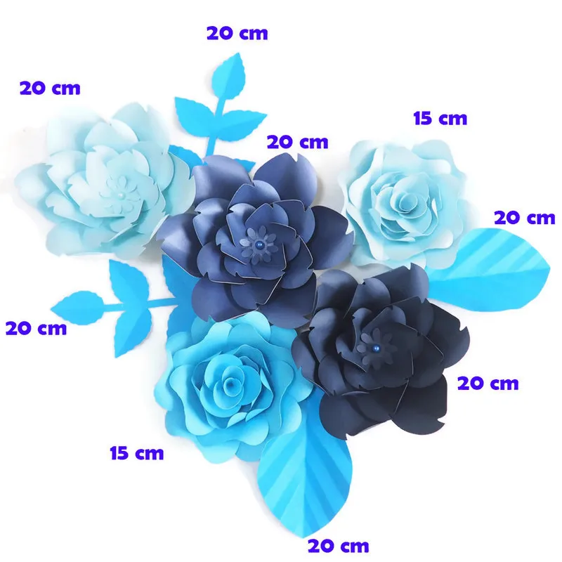 DIY гигантские бумажные цветы искусственные розы фон 5 шт. + 4 оставленных свадебных