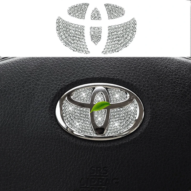 

Car Accessories For Toyota corolla prado camry verso yaris crown RAV4 CHR Car steering wheel logo Rhinestones decoration sticker
