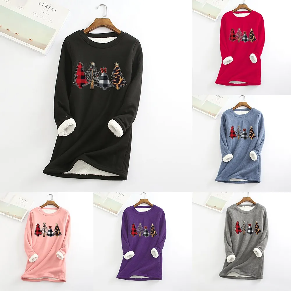 

Oversize Women Winter Thick Warm Fleece Solid Casual Sweatshirt Pullover Lady Velvet Warm O-Neck Blouse Tops