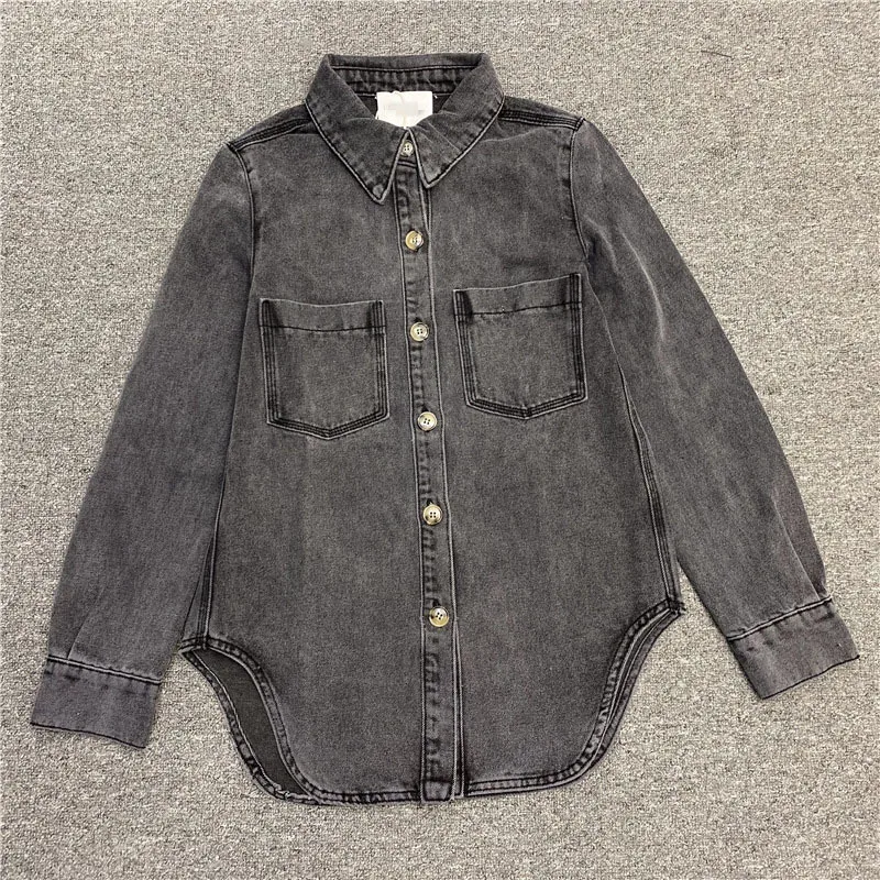 

DEAT 2021 New Spring And Autumn Fashion Casual Solid Color Denim Shirt Long Sleeve Single Breasted Shirt Top Women SL124