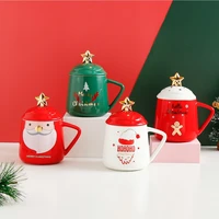 large capacity coffee mug of creative ceramic christmas mug gift cup set coffee mug with lid