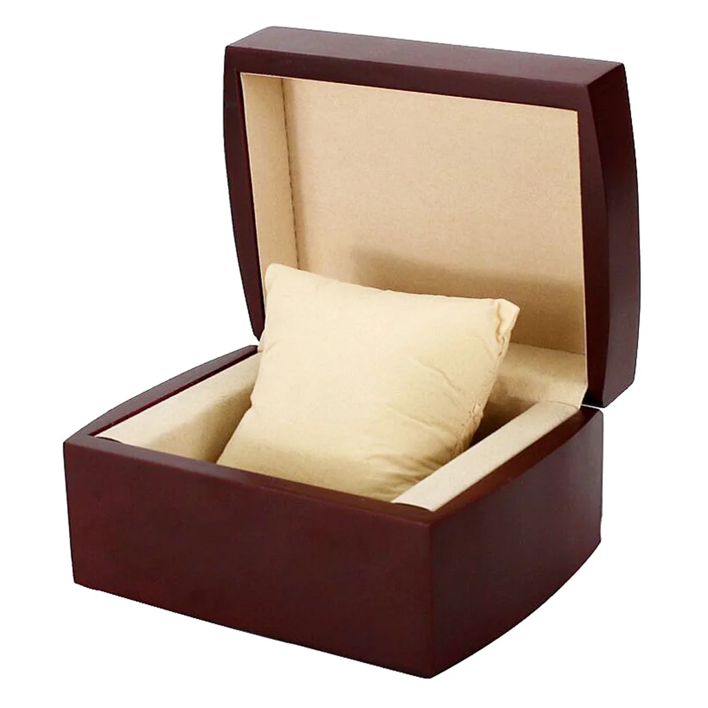 Винтажная коробка для хранения деревянных часов винно красного цвета с одним