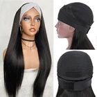 Парик с головной повязкой человеческие волосы прямые натуральные Цвет бразильский Волосы Remy парики для Для женщин шарф без клея для начинающих на ощупь