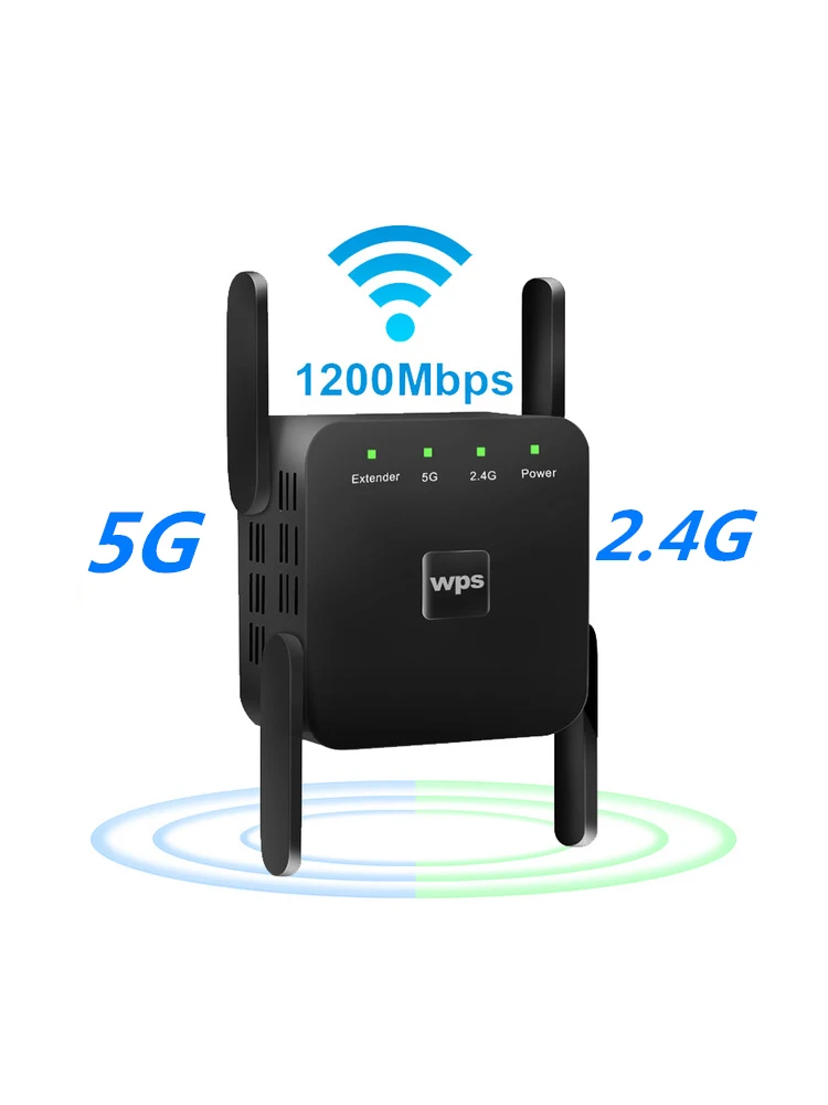 

Wireless 5G WiFi Repeater 5Ghz Extender Amplifier AC 1200Mbps Router Booster 2.4G 5ghz Wi-Fi Signal Repiter
