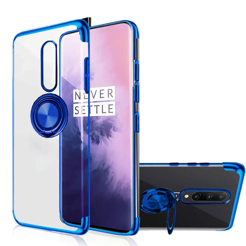 Чехол для OnePlus 7T Pro 7 8 [с подставкой-кольцом на 360 °] Прозрачный [Гальванизированный