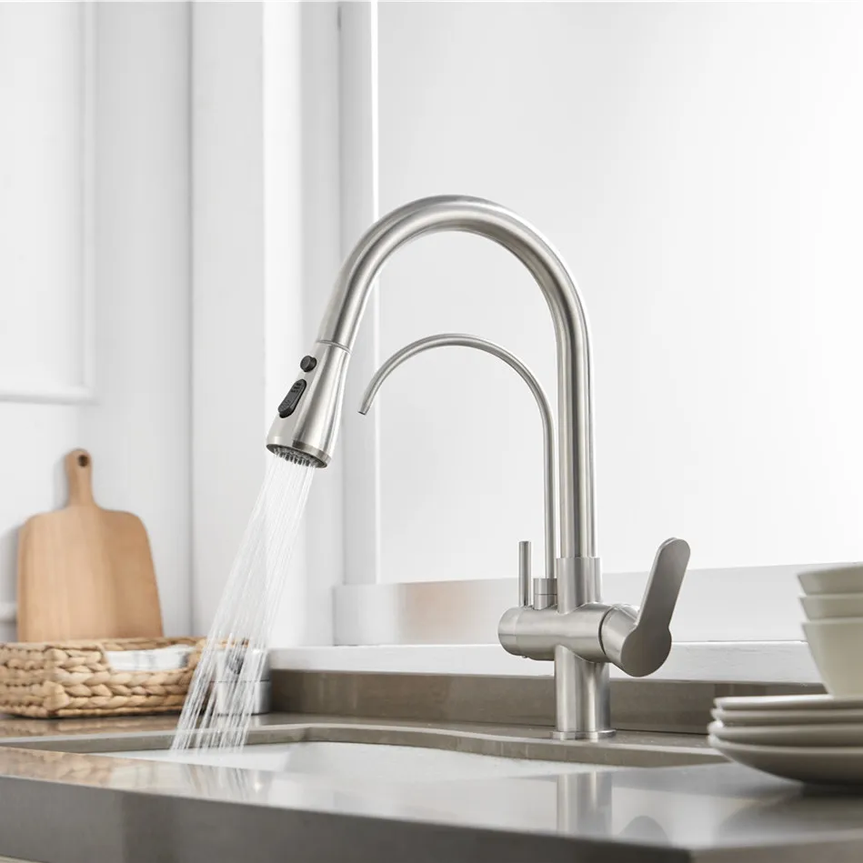 Смеситель для кухни с сенсорным экраном трехходовой фильтр смесители кухонной