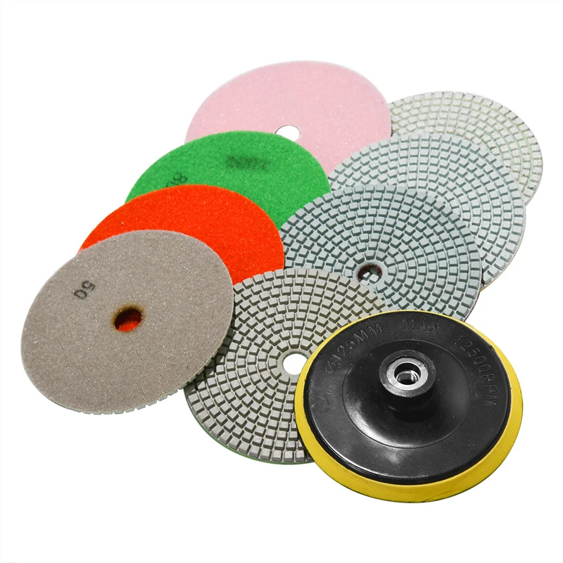 

9Pcs/Set 5 Inch Diamond Polishing Pad Set Granite Marble Concrete Stone Tile Wet Dry For Granite Concrete Marble Stone Tiles