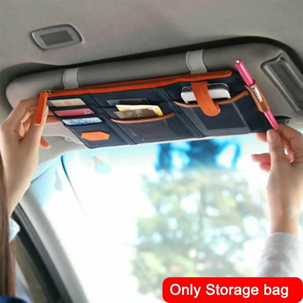 

Storage Case Pen Bill Space Saving Visor Organizer Zipper Note Grid Phone Auto Interior Car Mobile Document Decoration D2A7