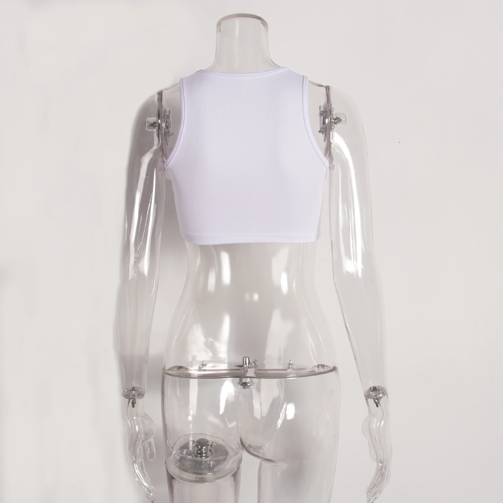 Наряды с буквенным принтом белого цвета без рукавов | Женская одежда