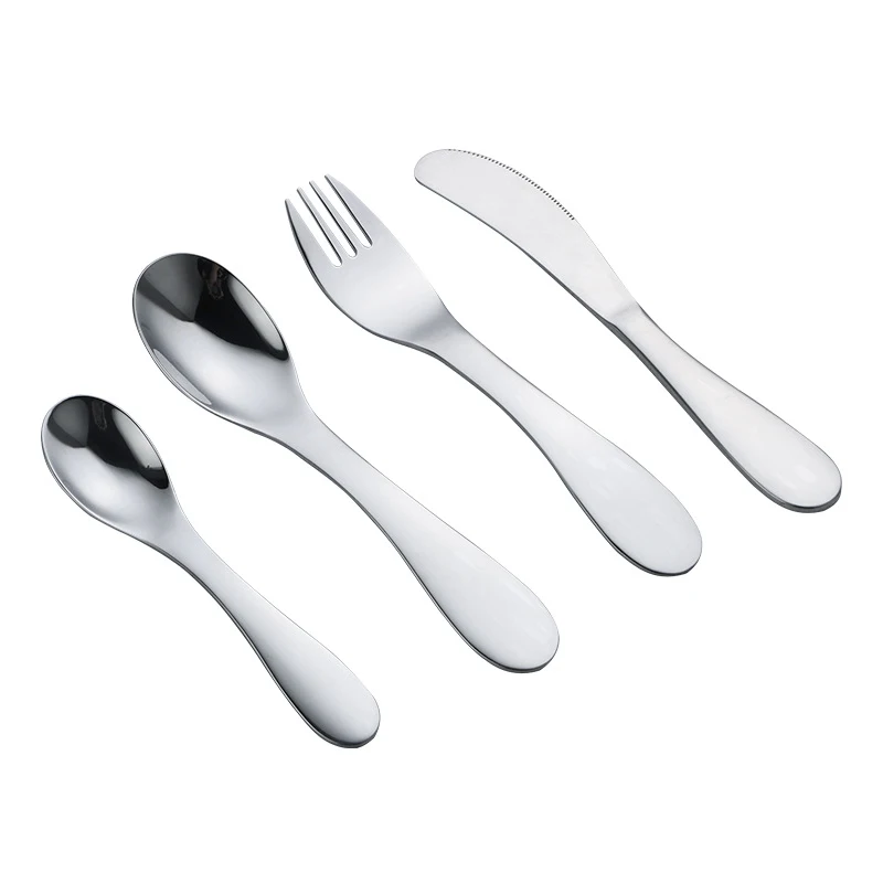 1 шт. набор детской безопасной посуды из нержавеющей стали круглый столовый вилок