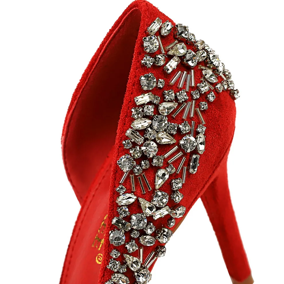 Роскошные женские свадебные туфли стразы на высоком каблуке туфли-лодочки с