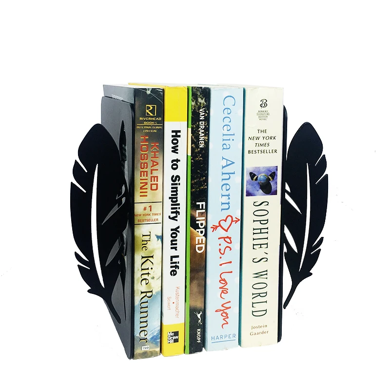Птичье перо, книжные концы, креативная книжная подставка, металлическая подставка для книг, железная книжная стойка, школьные офисные канцелярские принадлежности, домашний декор, книжные полки