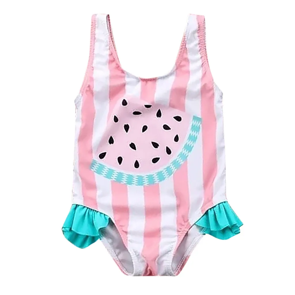 Детский слитный купальник для девочек купальный костюм с цветочным принтом L1128