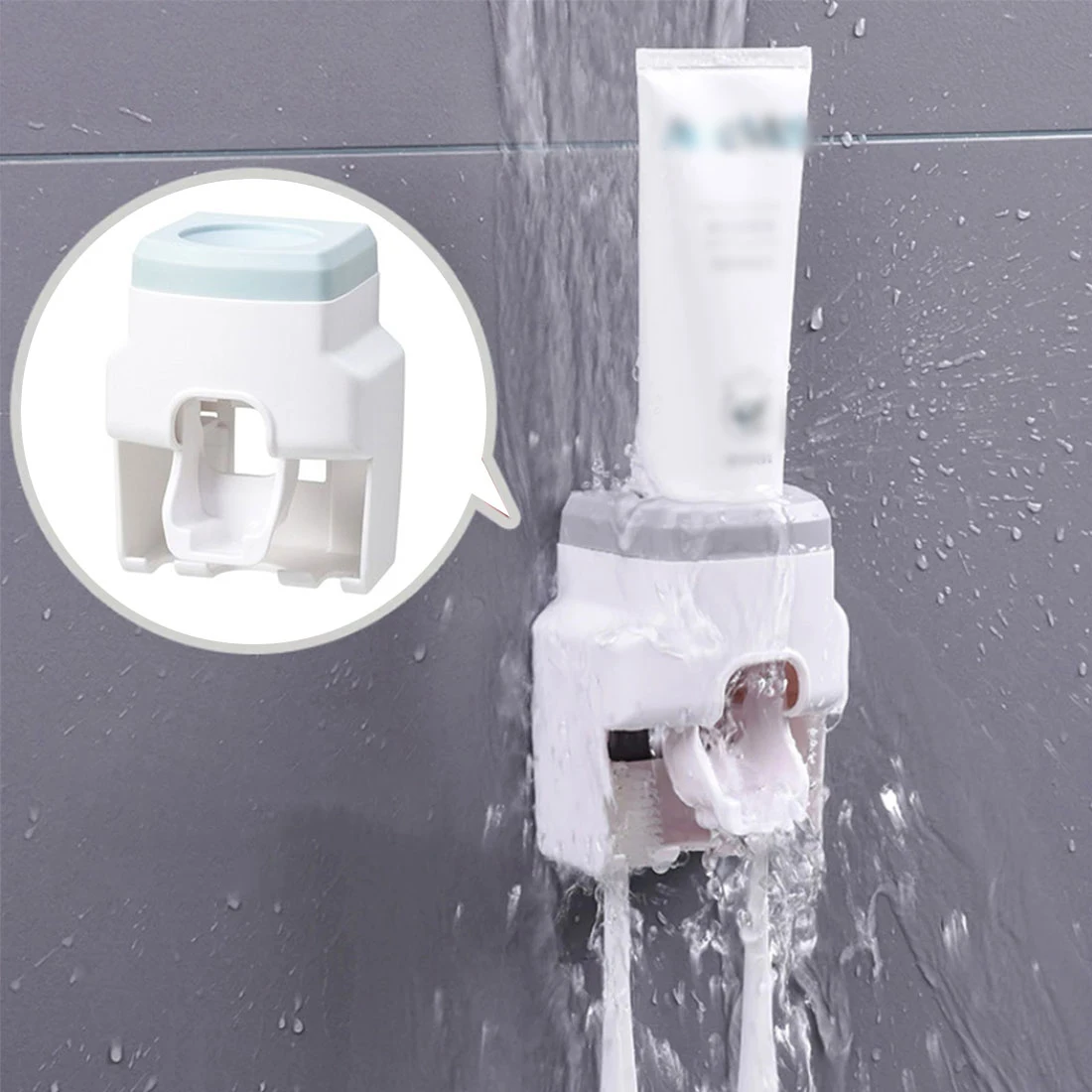 

Automatic Toothpaste Dispenser Wall Mount Toothbrush Holder Lazy Toothpaste Squeezer Family bathroom Toothbrush storage rack