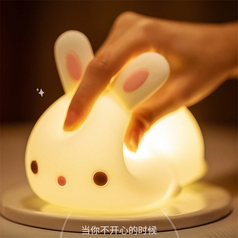 Светодиодный ночник красочный силиконовый Кролик USB перезаряжаемые лампы для