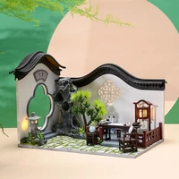 chinese courtyard diy wooden dollhouse kit assembled miniature with rockery checkerboard 3d doll house toy for kids adult gifts