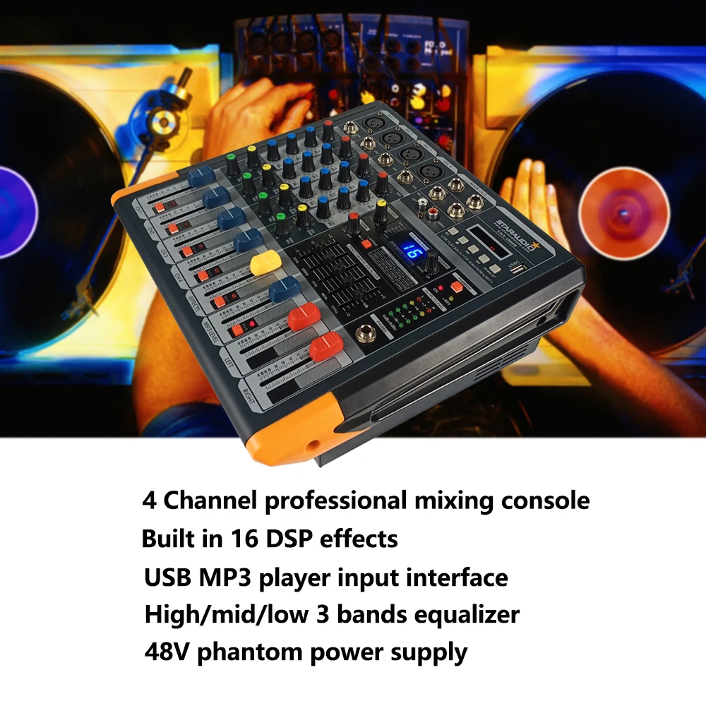 STARAUDIO Профессиональный 4-канальный усилитель мощностью 2000 Вт Миксер с аудио MP3