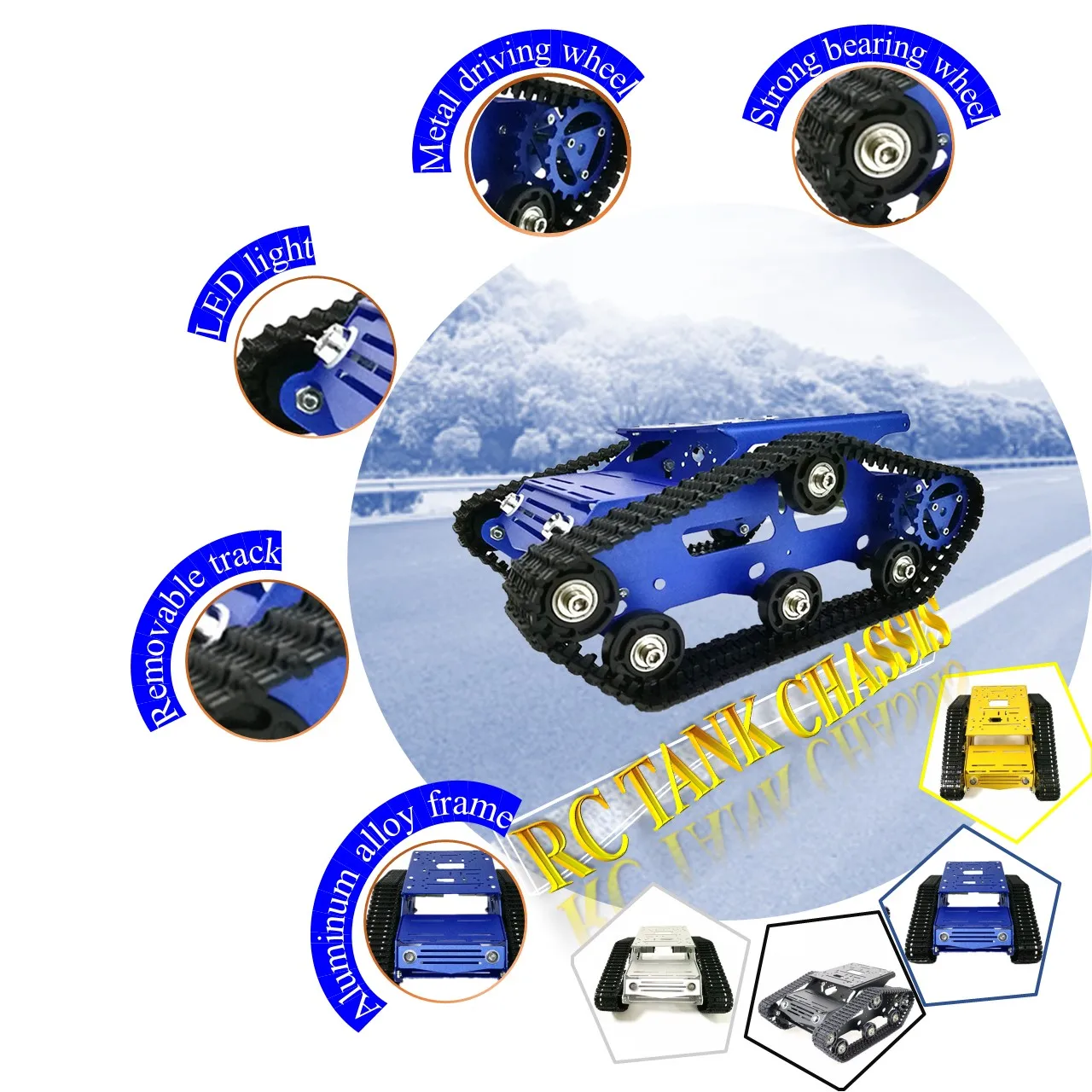 

SZDoit Tank Chassis Robot Toy RC Car Crawler Metal Tracked Vehicle Kit Smart Platform Compatible Raspberry Pie Aluminum Alloy