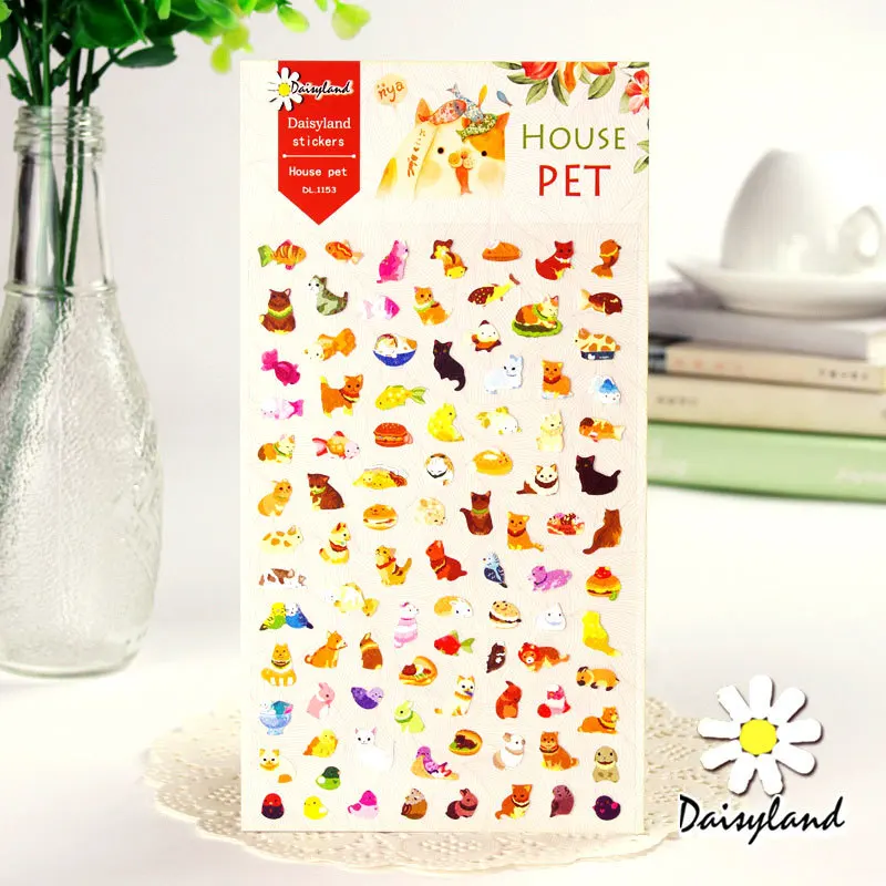 Daisyland кот и рыба бумажные наклейки s Мультфильм Креативный стикер для