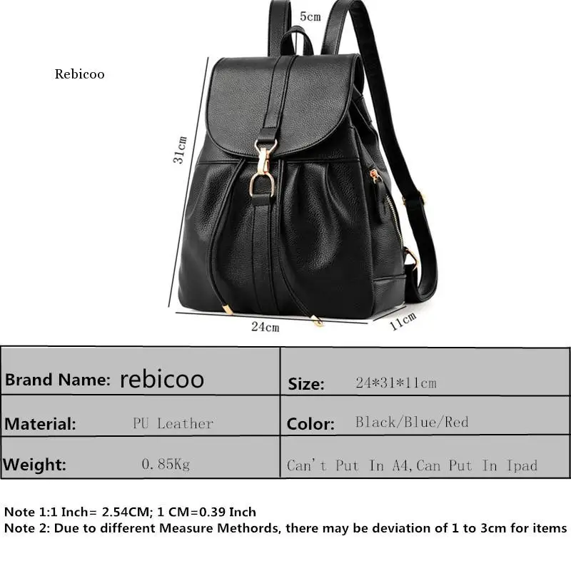 

String Pretty Style Pu Leather Women's Backpack Female Vintage Student School Bags Black Blue Mochila Escolar Backpacks