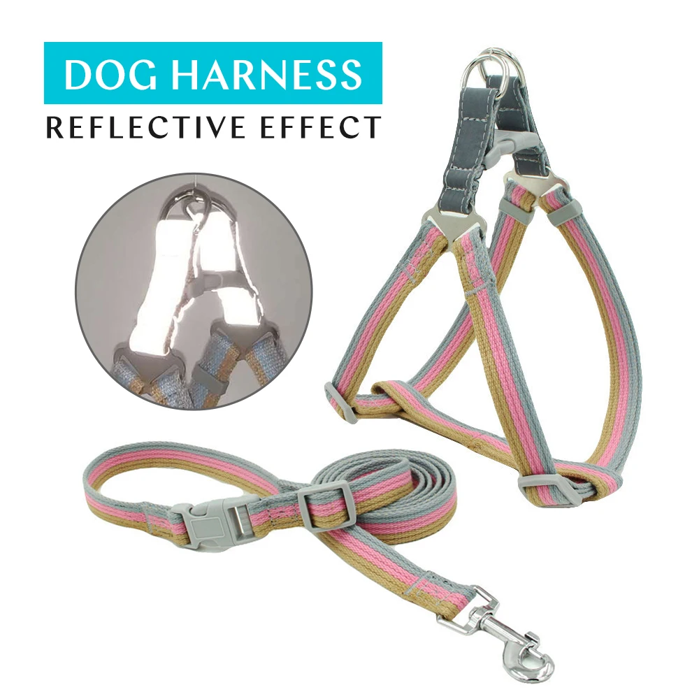 

Nylon Reflective Dogs Harness Leash Explosion Proof Adjustable Outdoor Walking Running Pet Harnesses Alloy Tripod Dog Accessorys