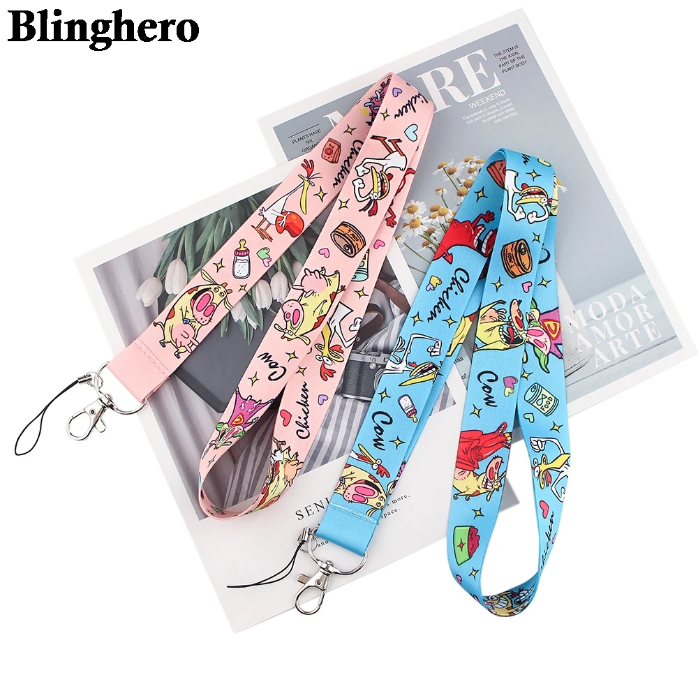 

CA1635 Cow Funny Anime Lanyard Keychain for Key Badge ID Cellphone Holder Key Rings Women Men Neck Straps