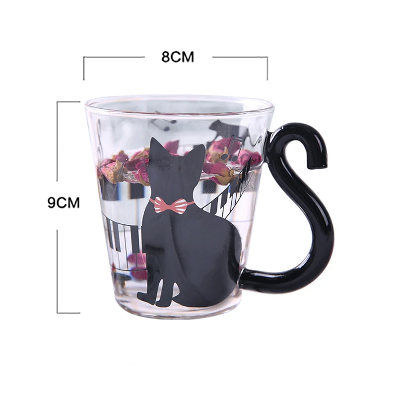 

Стеклянные чашки с ручкой "кошачий хвост", 1 шт.