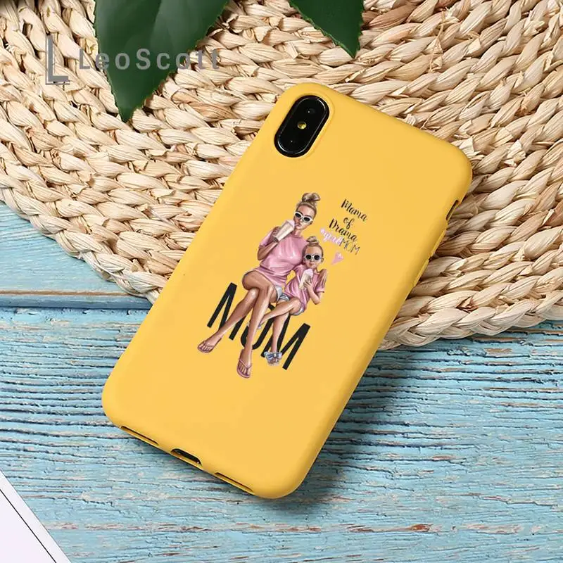 

Mom and baby fashion fashion coque Phone Case Candy Color Phone Case for iPhone 11 12 pro XS MAX 8 7 6 6S Plus X 5S SE 2020 XR