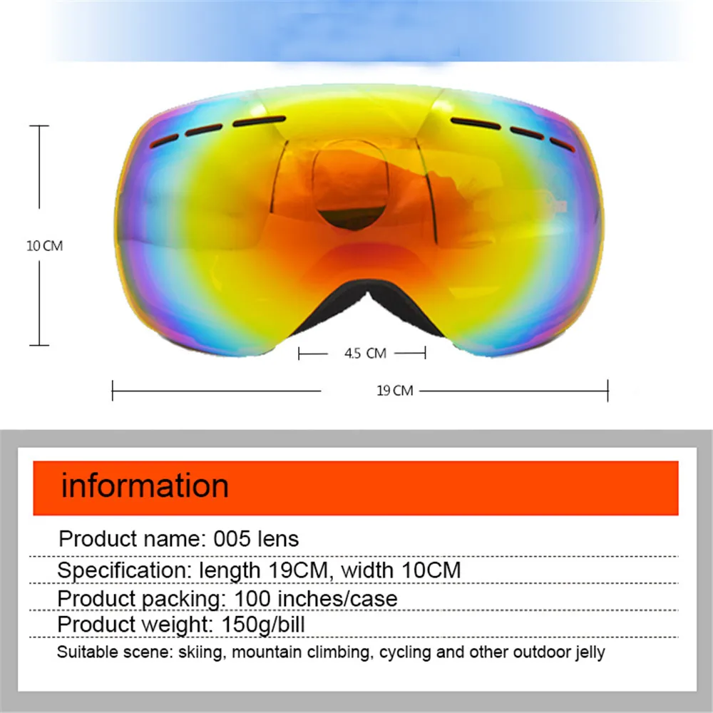 Лыжные очки двухслойные UV400 Анти туман большая Лыжная маска для катания на лыжах